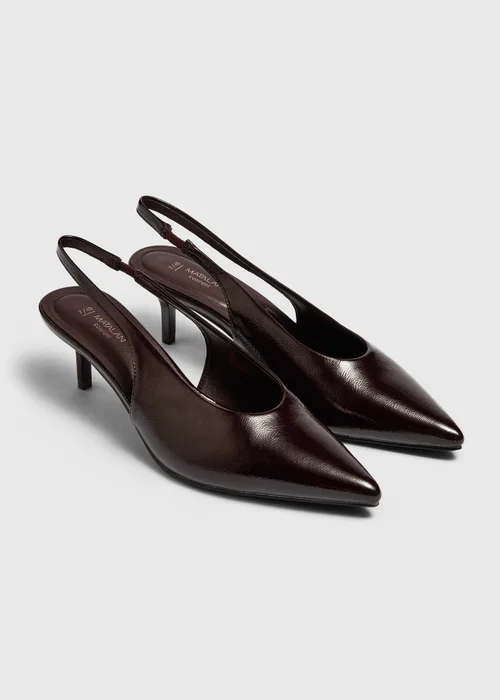 Chocolate Faux Leather Kitten Heels - 3 Image 3