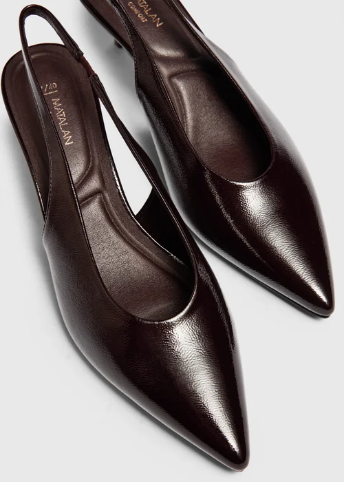 Chocolate Faux Leather Kitten Heels - 3 Image 4