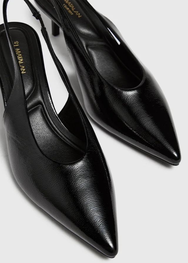Black Faux Leather Kitten Heels