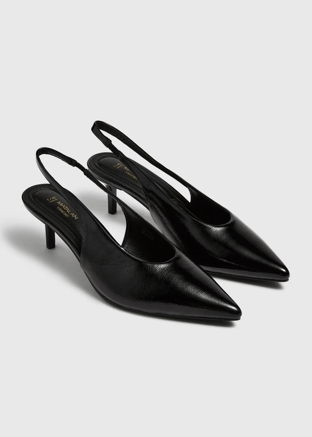 Black Faux Leather Kitten Heels - 3 Image 1