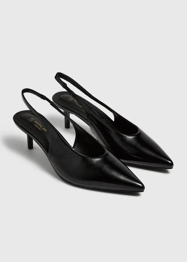 Black Faux Leather Kitten Heels