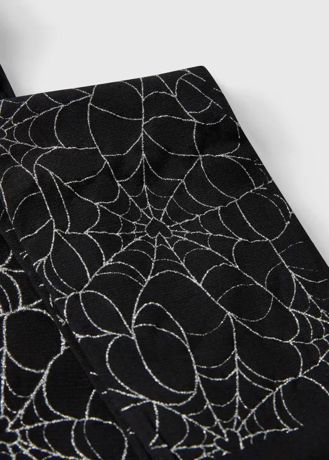 Girls Black Cobweb Tights (2-13yrs)