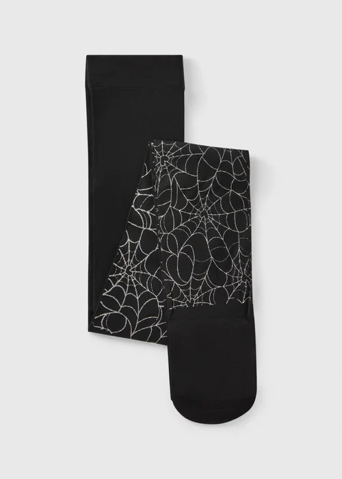 Girls Black Cobweb Tights (2-13yrs) - 2-3 Yrs Image 1
