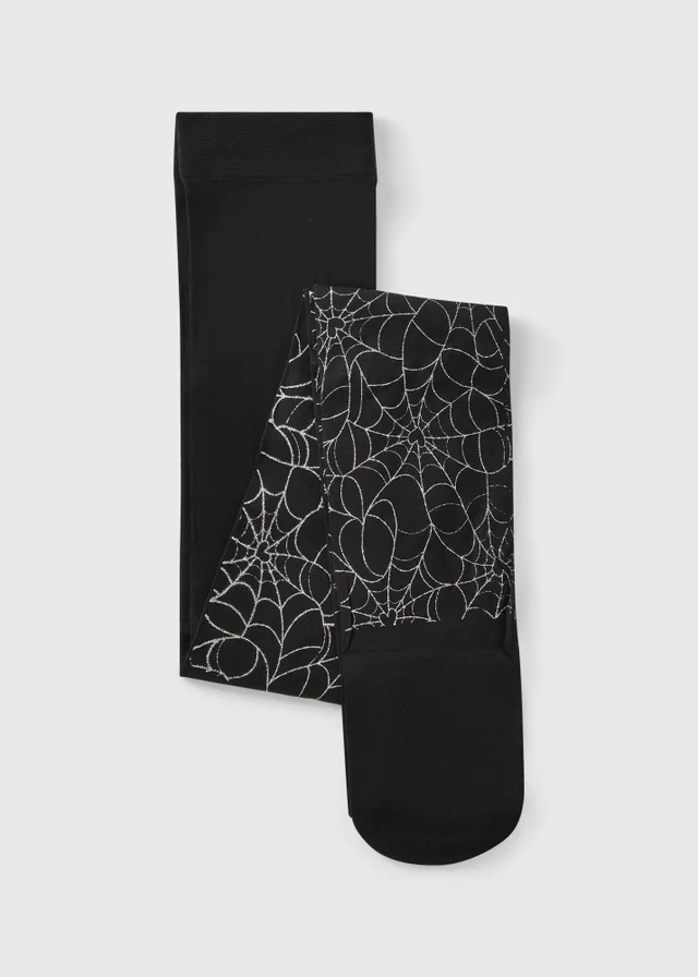 Girls Black Cobweb Tights (2-13yrs)