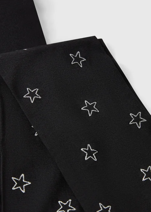 Girls Black Star Tights (2-13yrs) - 2-3 Yrs Image 2