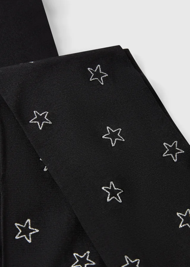 Girls Black Star Tights (2-13yrs)