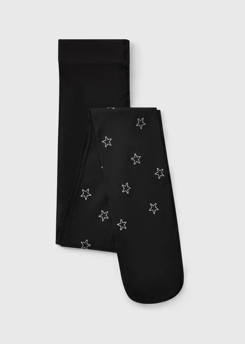 Girls Black Star Tights (2-13yrs) - 2-3 Yrs Image 1
