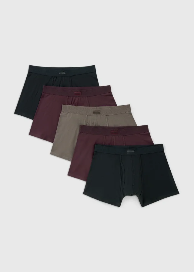 5 Pack Burgundy Plain Trunks