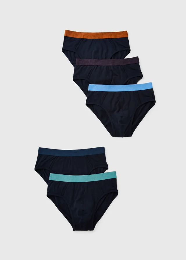 5 Pack Navy Fashion Briefs