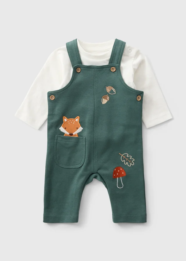 Baby Green Fox Dungaree & T-Shirt Set (0-23mths)