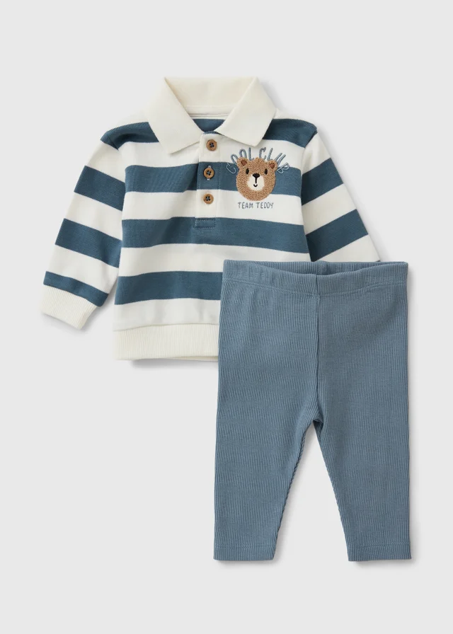 Baby Cream Bear Rugby Polo & Bottoms Set (1-23 Months)