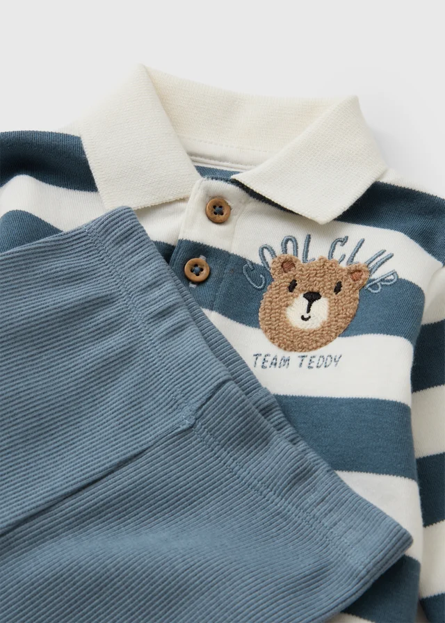 Baby Cream Bear Rugby Polo & Bottoms Set (1-23 Months)