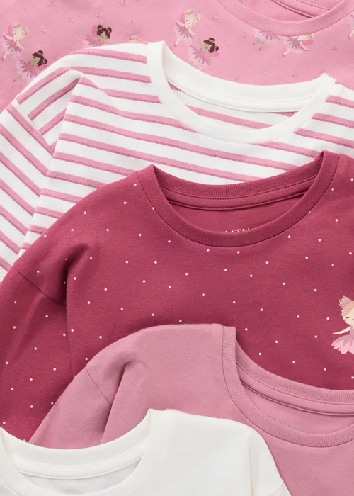 5 Pack Pink Ballerina Long-Sleeve T-Shirts (1-8yrs) - 6-7 Yrs Image 2