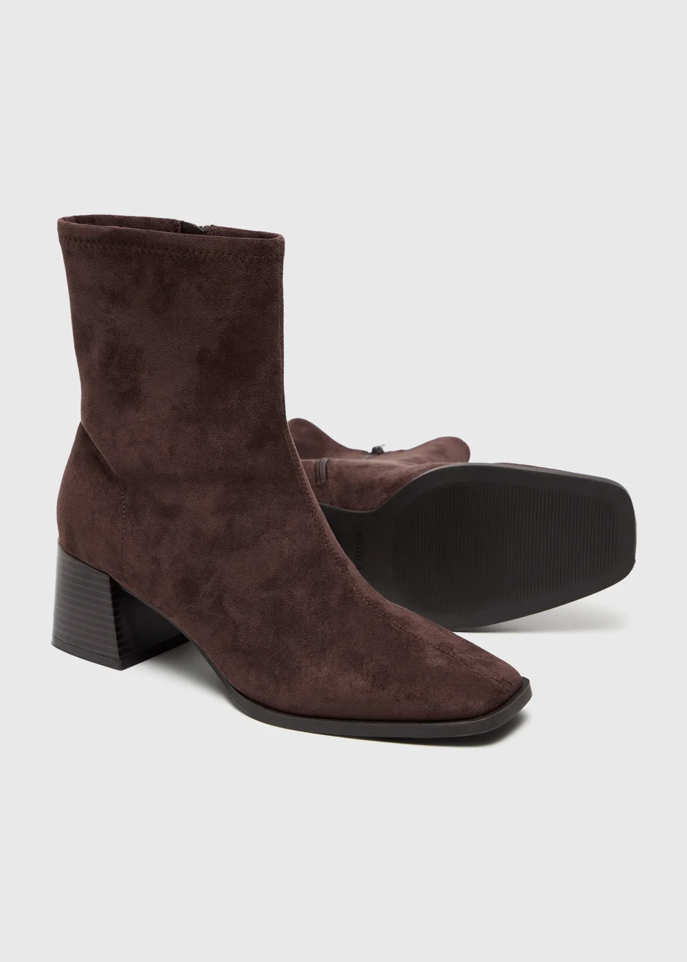 Brown Sock Heeled Boot - 3 Image 4