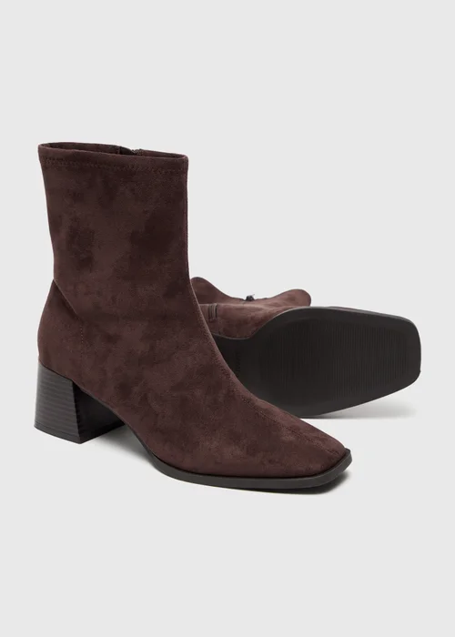 Brown Sock Heeled Boot - 3 Image 4