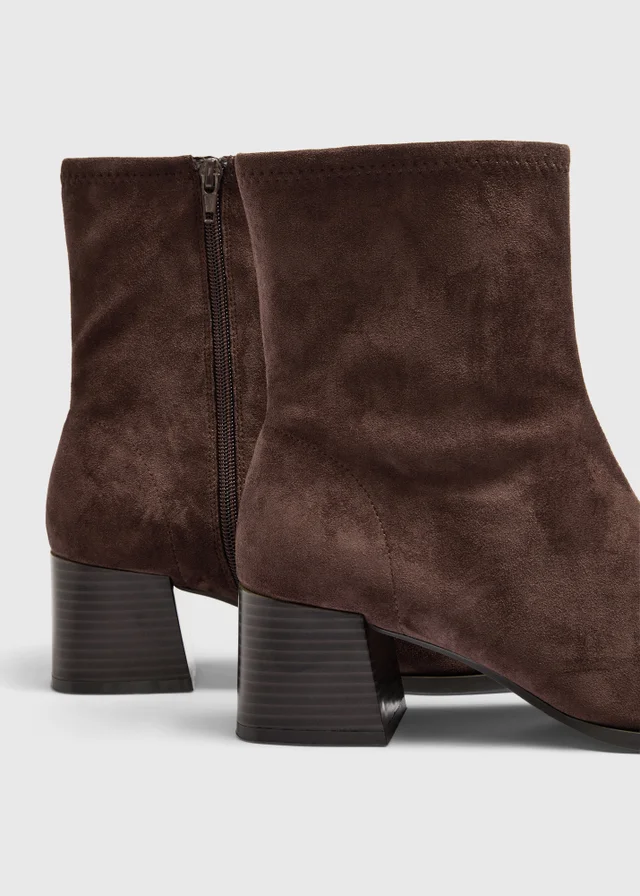 Brown Sock Heeled Boot