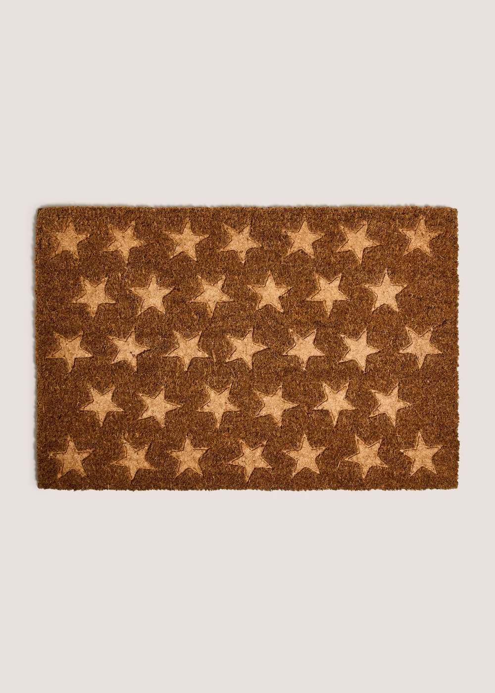 Brown Star Embossed Coir Doormat Image 1