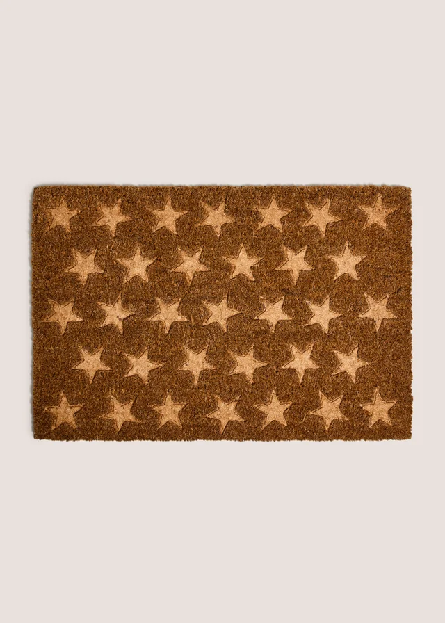Brown Star Embossed Coir Doormat