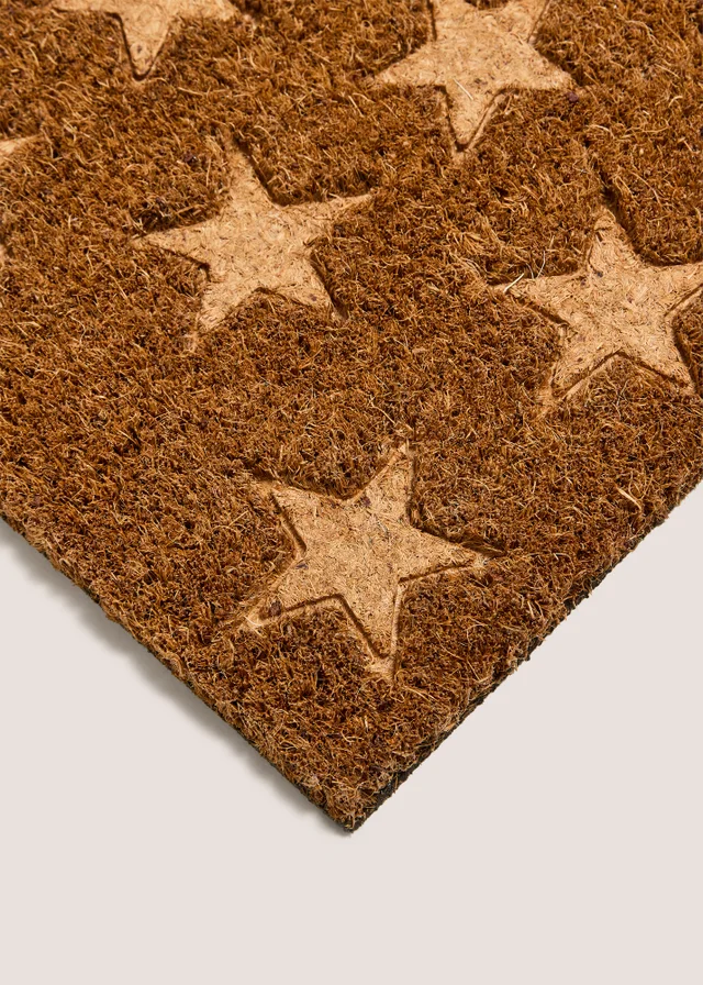 Brown Star Embossed Coir Doormat