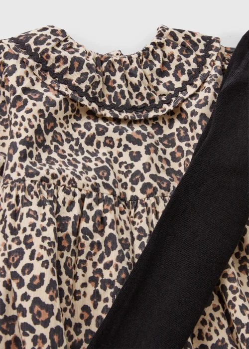 Girls Brown Leopard Dress & Tights (1-8yrs) - 1-1.5 Yrs Image 2