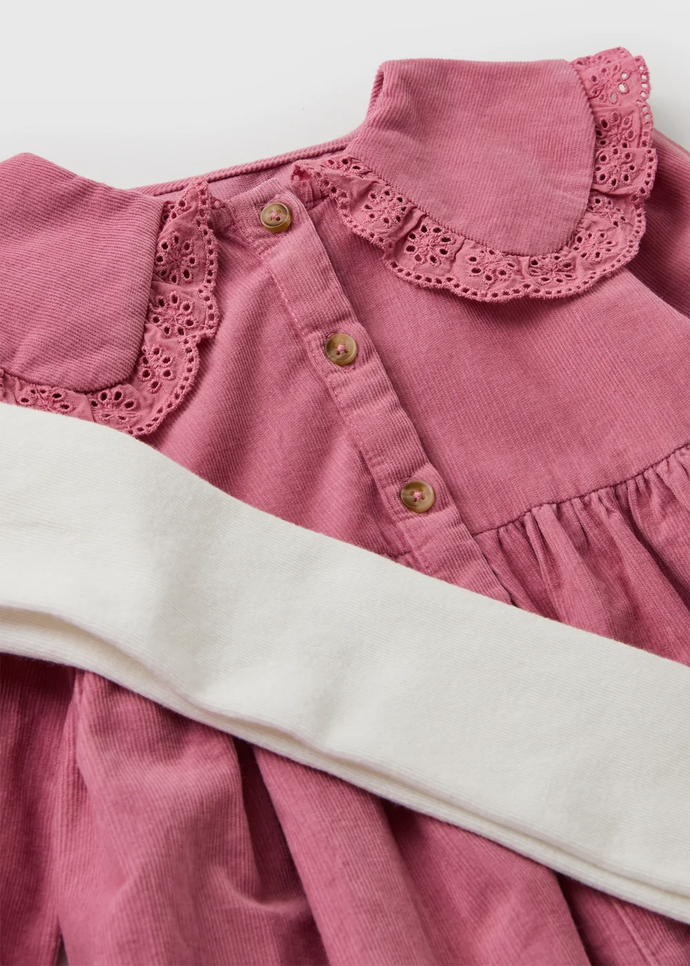 Girls Pink Cord Shirt Dress & Tights (1-8yrs) - 1-1.5 Yrs Image 2