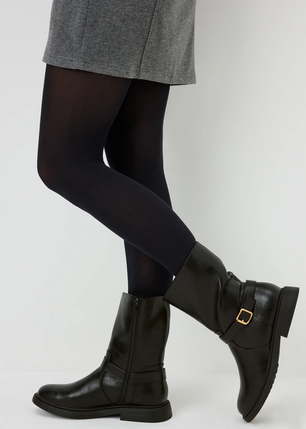 Black Buckle Biker Boot - 3 Image 2
