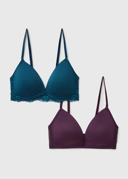 2 Pack Teel/Purple Padded Bras - 32A Image 1