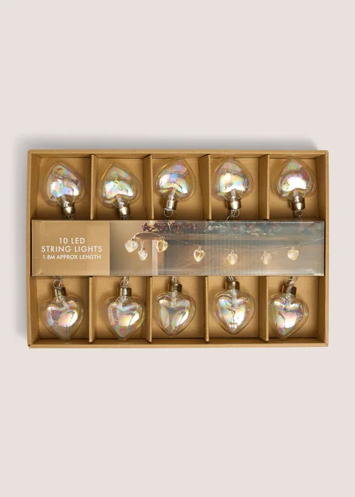 Glass LED Iridescent Heart Lights Image 1