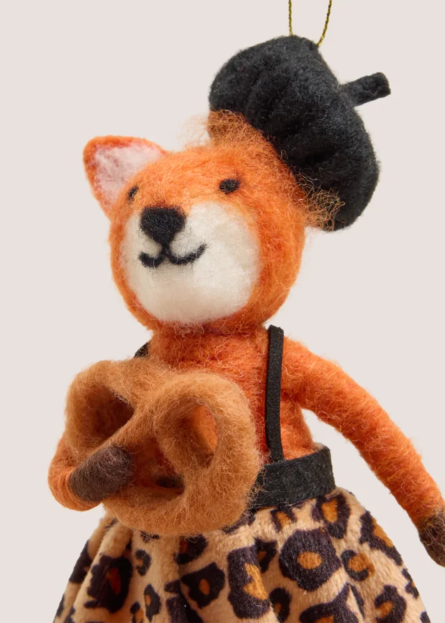 Orange Felt Fox Hanging Decoration