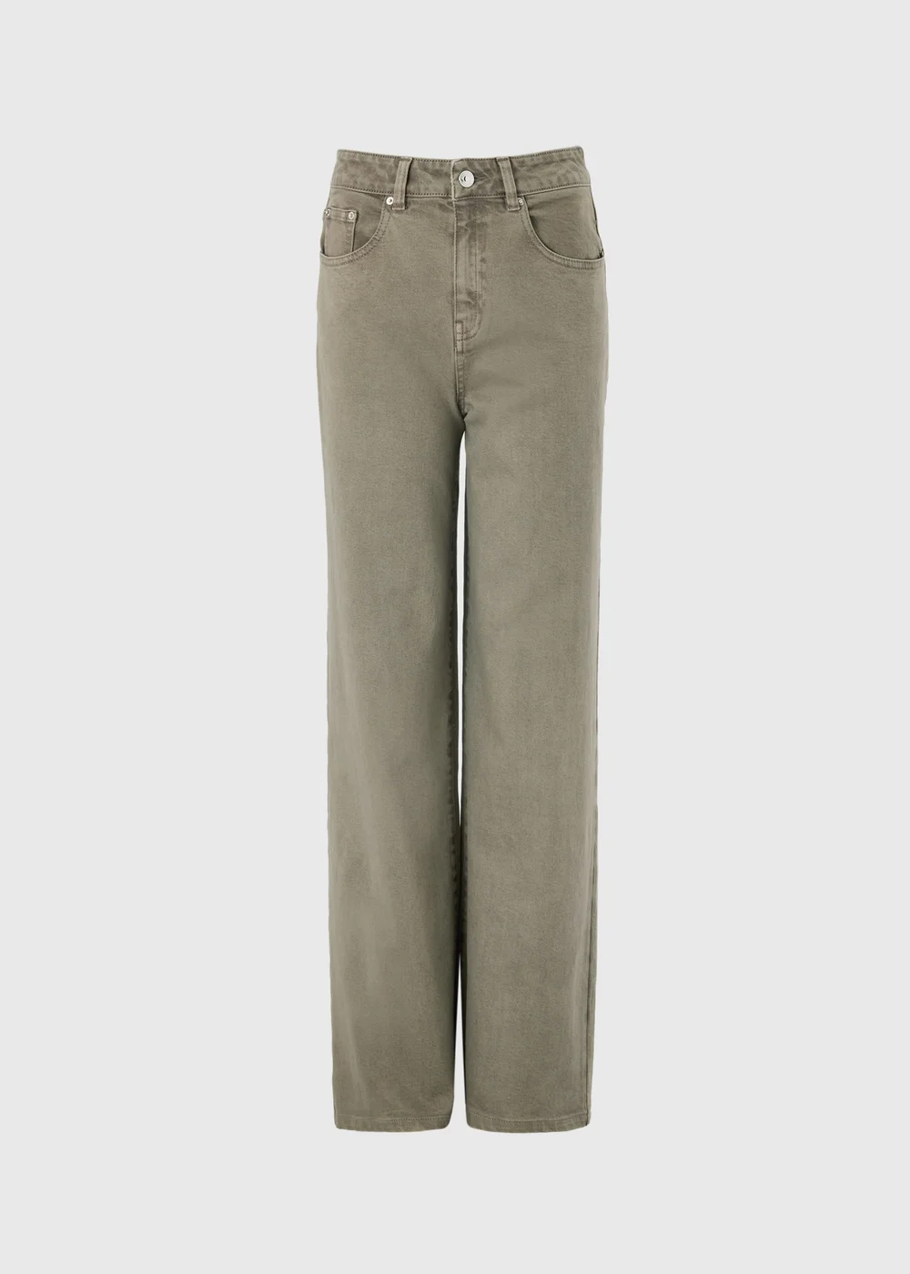 Khaki Stretch Mid Rise Wide Leg Jeans - 24/L29 Image 3
