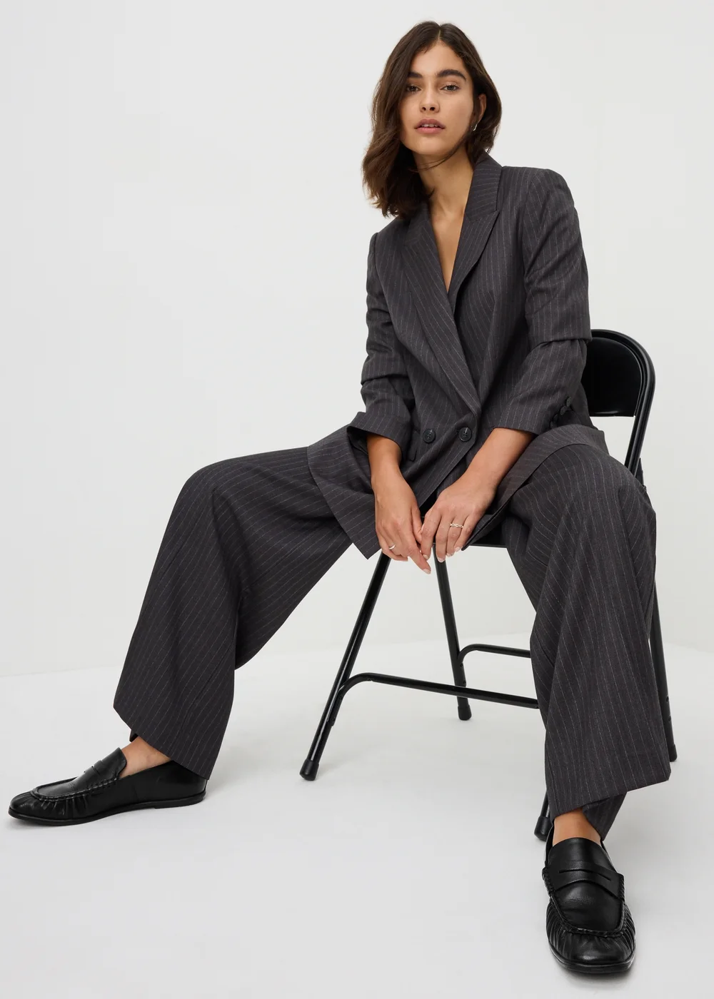 Black Leather Ruched Loafers - 3 Image 2