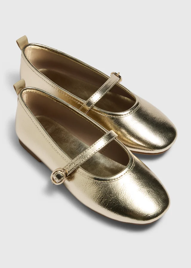 Girls Gold Ballet Shoes (Younger 12-Older 5)