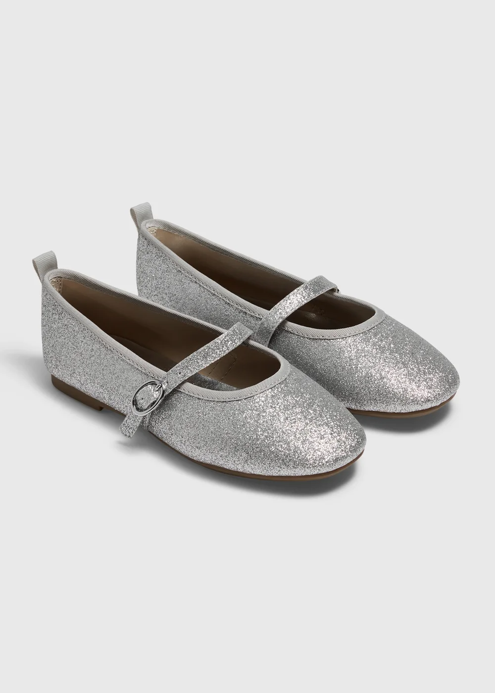 Girls Silver Ballet Flat Shoes (Younger 12-Older 5) - 12 Infants Image 1
