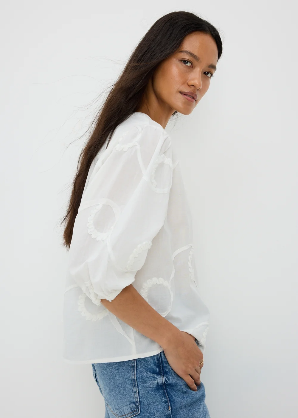 White Button Through Blouse - 8 Image 2