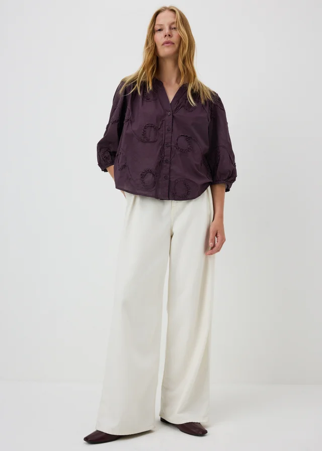 Wine Button Through Blouse