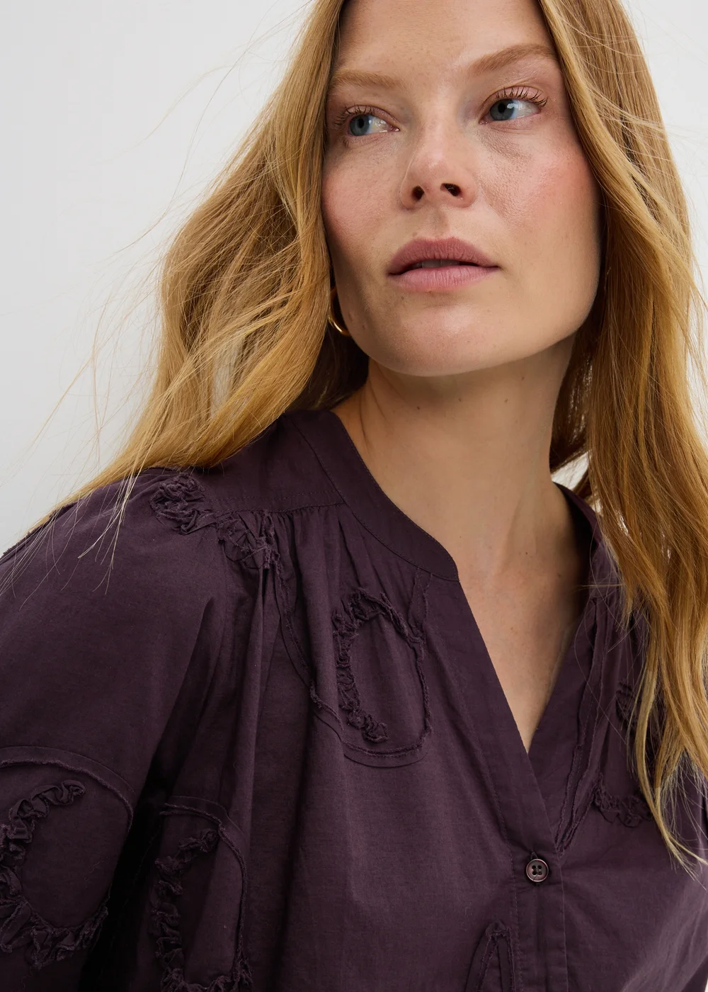 Wine Button Through Blouse - 14 Image 3