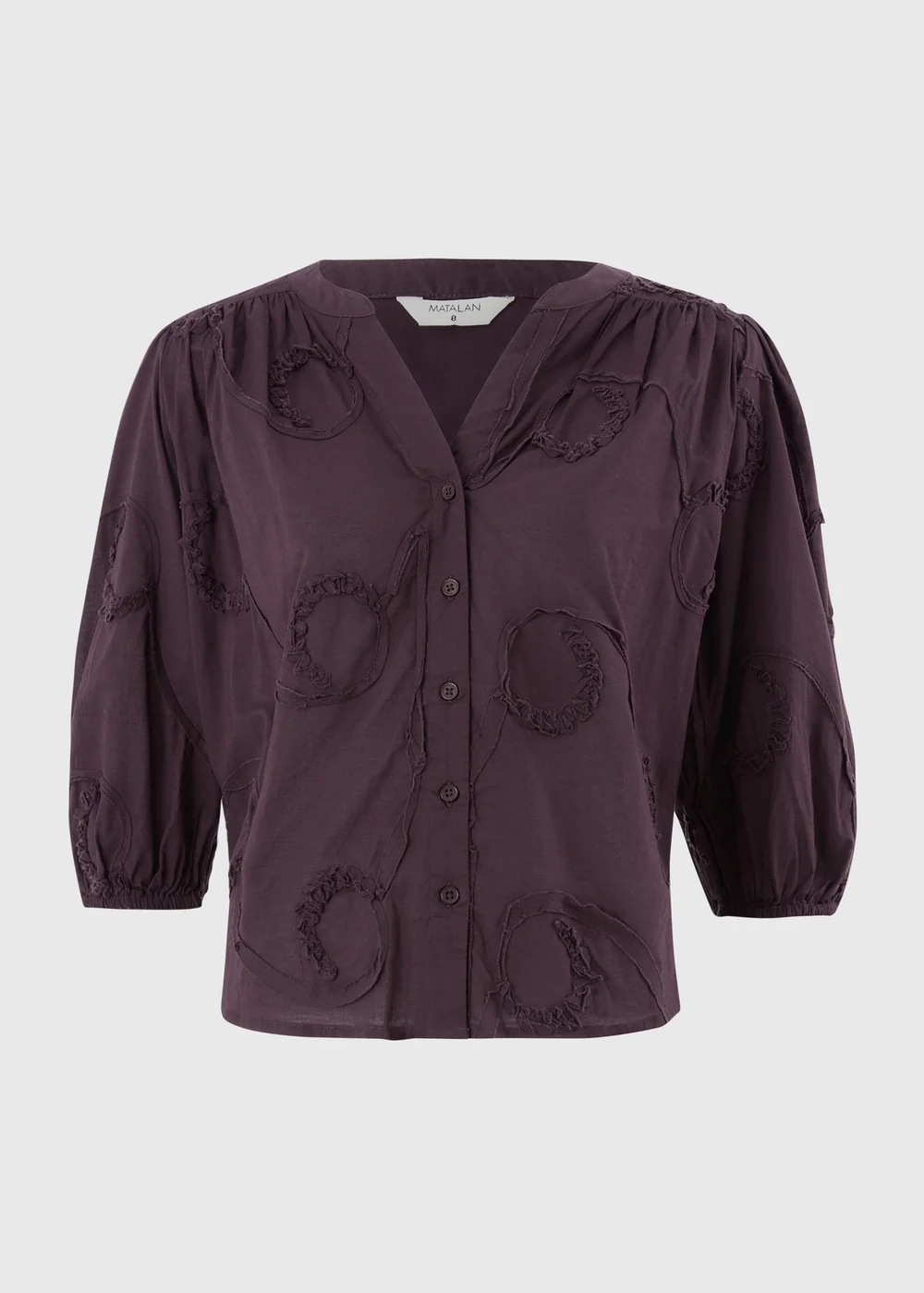 Wine Button Through Blouse - 14 Image 4