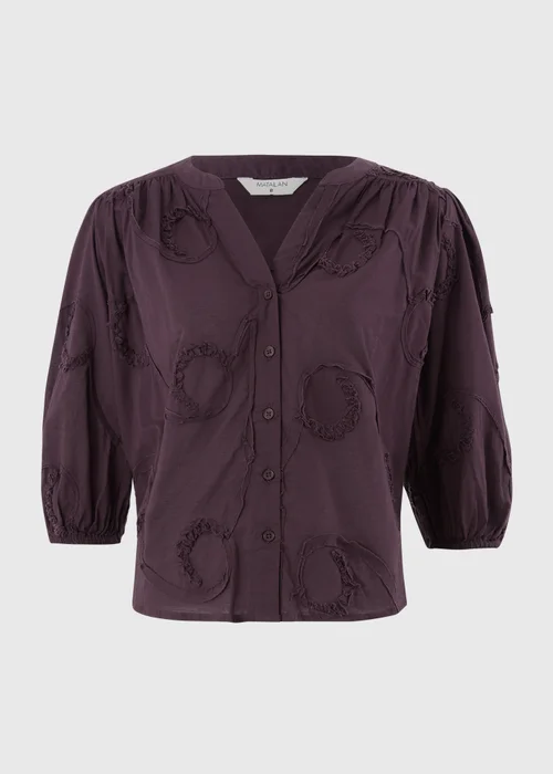 Wine Button Through Blouse - 14 Image 4