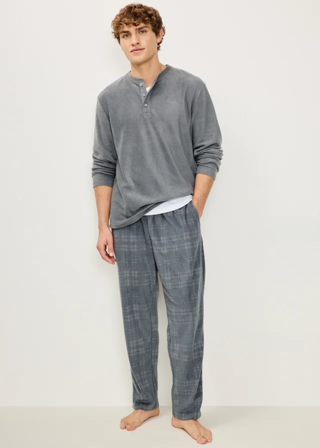 Grey Microfleece Henley Pyjamas