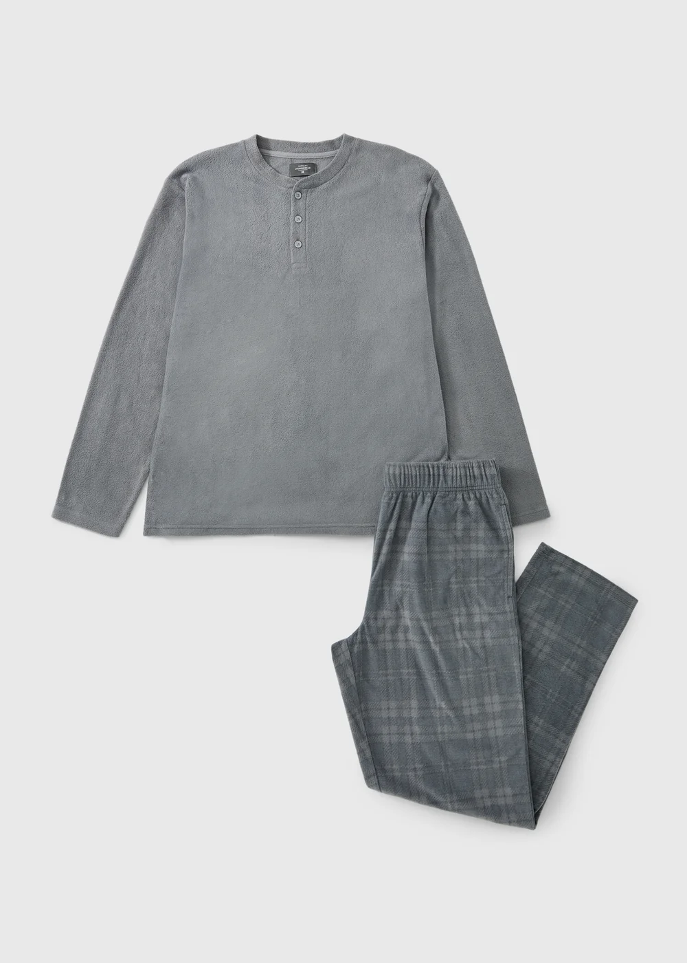 Grey Microfleece Henley Pyjamas - XS Image 1