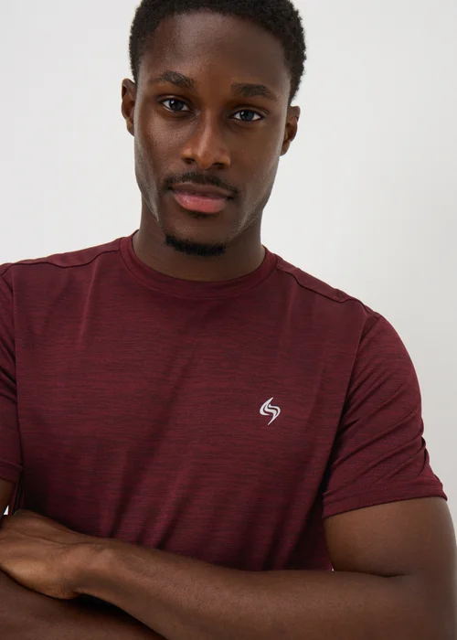 Souluxe Burgundy Two-Tone Sports T-Shirt - XS Image 1