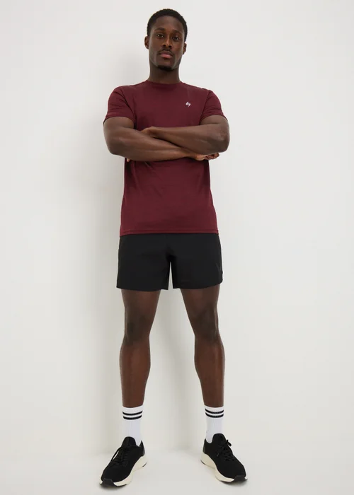 Souluxe Burgundy Two-Tone Sports T-Shirt - XS Image 2