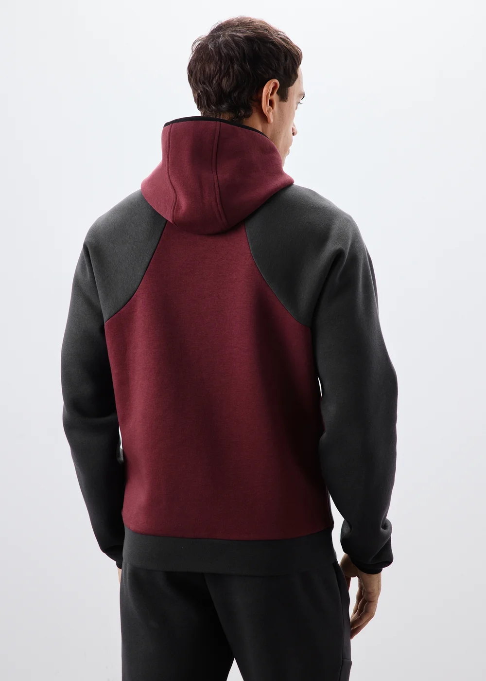 Burgundy & Black Hooded Fleece Jacket Co Ord - XS Image 2
