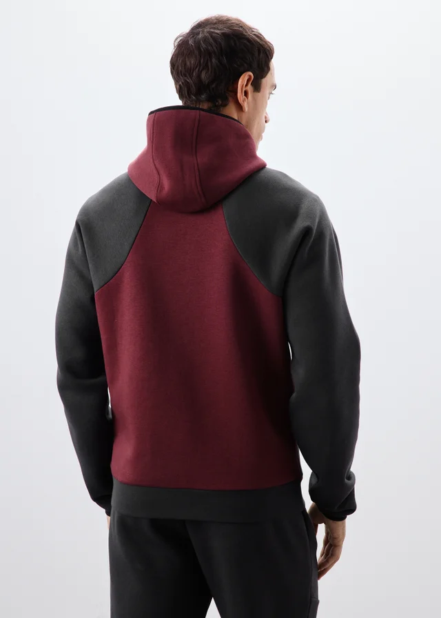 Burgundy & Black Hooded Fleece Jacket
