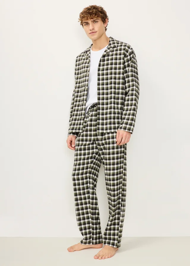 Khaki Brushed Check Woven Pyjama Set
