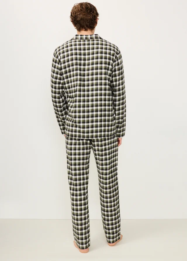 Khaki Brushed Check Woven Pyjama Set