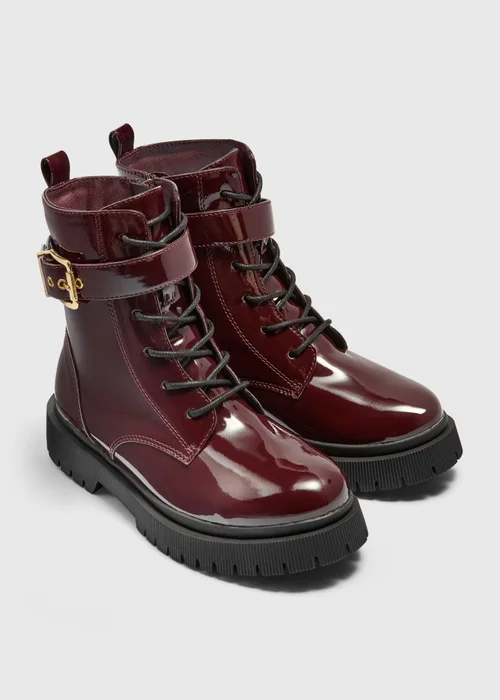 Burgundy Lace Up Boots - 10 Infants Image 1