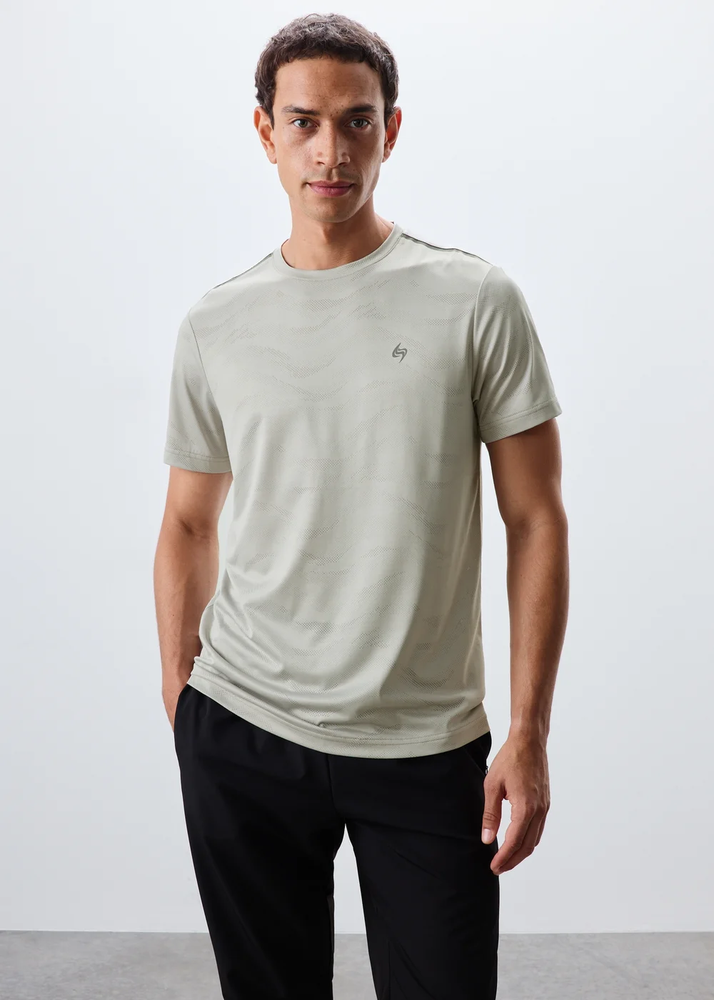Souluxe Stone Jacquard Sports T-Shirt - S Image 1
