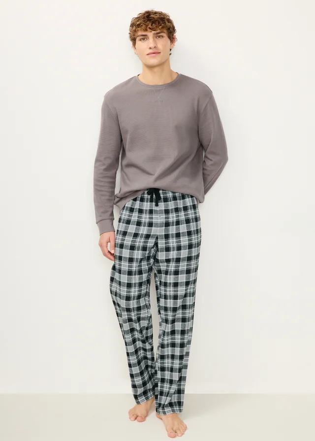 Black Woven Check Pyjama Bottoms