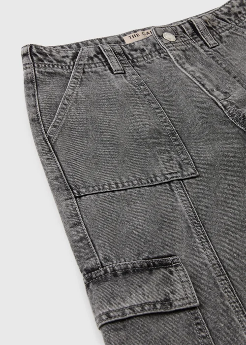 Girls Grey Cargo Jeans (7-15yrs) - 7 Yrs Image 2